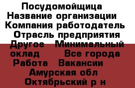 Посудомойщица › Название организации ­ Компания-работодатель › Отрасль предприятия ­ Другое › Минимальный оклад ­ 1 - Все города Работа » Вакансии   . Амурская обл.,Октябрьский р-н